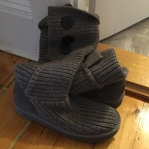 UGG Gray Knit Button Ankle Boots